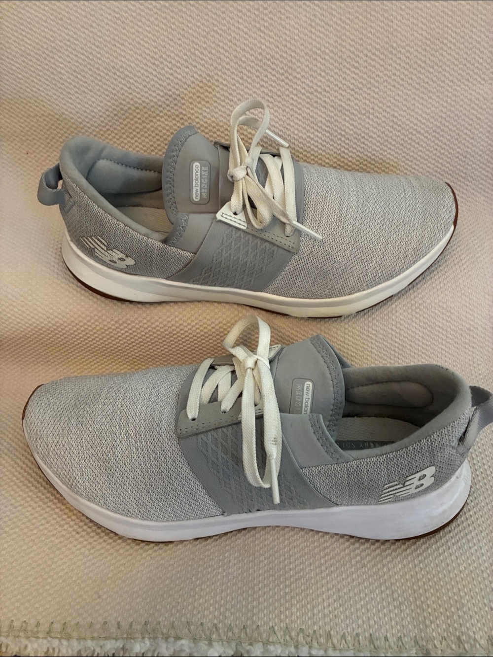 New Balance FuelCore Nergize Light Gray Knit slip-on/Lace-Up Athletic Sneakers